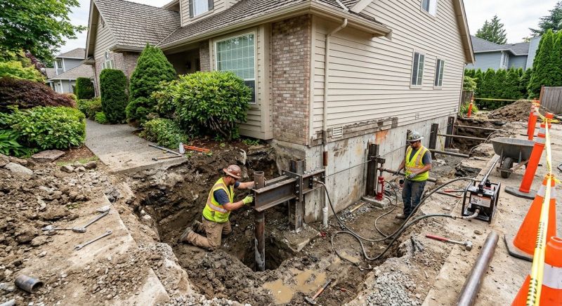 Our team working on Foundation Repair projects in Winston Salem, NC