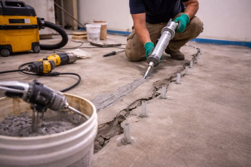 Cracked Basement Floor Repair in Winston Salem, NC