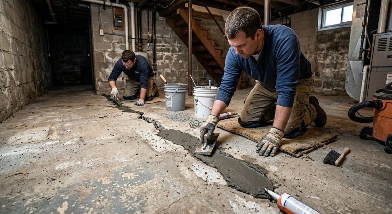 Cracked Basement Floor Repair in Winston Salem, NC